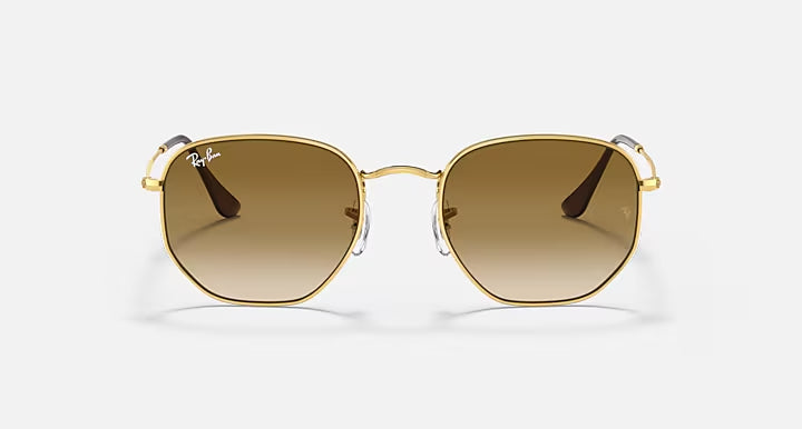 RAY-BAN HEXAGONAL Arista Gold & Light Brown Gradient Sunglasses For Unisex M