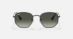 RAY-BAN HEXAGONAL Black & Grey Gradient Irregular Sunglasses For Unisex M