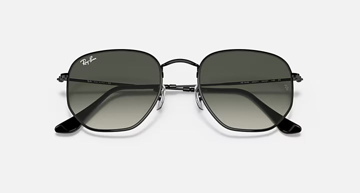 RAY-BAN HEXAGONAL Black & Grey Gradient Irregular Sunglasses For Unisex M