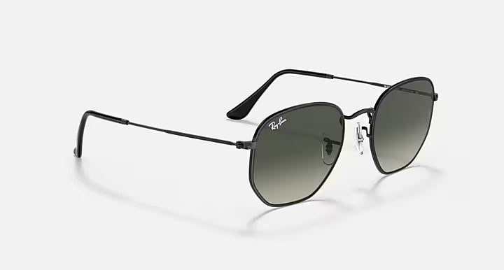 RAY-BAN HEXAGONAL Black & Grey Gradient Irregular Sunglasses For Unisex M