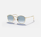 RAY-BAN ROUND FLAT LENSES Arista Gold & Light Blue Gradient Round Sunglasses For Men L