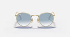 RAY-BAN ROUND FLAT LENSES Arista Gold & Light Blue Gradient Round Sunglasses For Men L