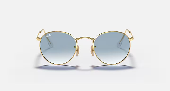 RAY-BAN ROUND FLAT LENSES Arista Gold & Light Blue Gradient Round Sunglasses For Men L