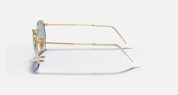 RAY-BAN ROUND FLAT LENSES Arista Gold & Light Blue Gradient Round Sunglasses For Men L