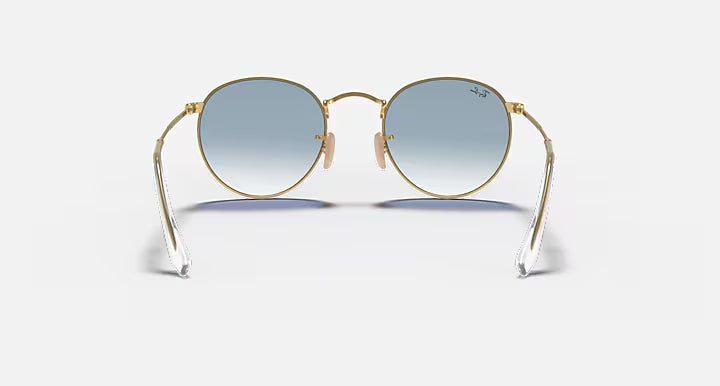 RAY-BAN ROUND FLAT LENSES Arista Gold & Light Blue Gradient Round Sunglasses For Men L