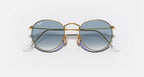 RAY-BAN ROUND FLAT LENSES Arista Gold & Light Blue Gradient Round Sunglasses For Men L