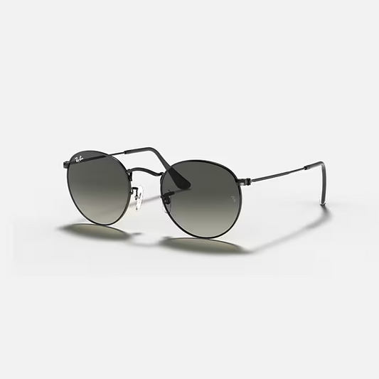 RAY-BAN ROUND FLAT LENSES Black & Grey Gradient Round Sunglasses For Men S