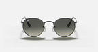 RAY-BAN ROUND FLAT LENSES Black & Grey Gradient Round Sunglasses For Men L
