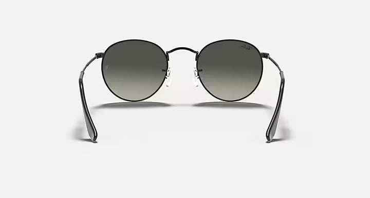 RAY-BAN ROUND FLAT LENSES Black & Grey Gradient Round Sunglasses For Men L