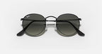 RAY-BAN ROUND FLAT LENSES Black & Grey Gradient Round Sunglasses For Men L