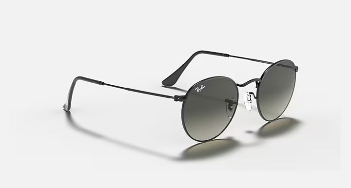 RAY-BAN ROUND FLAT LENSES Black & Grey Gradient Round Sunglasses For Men L