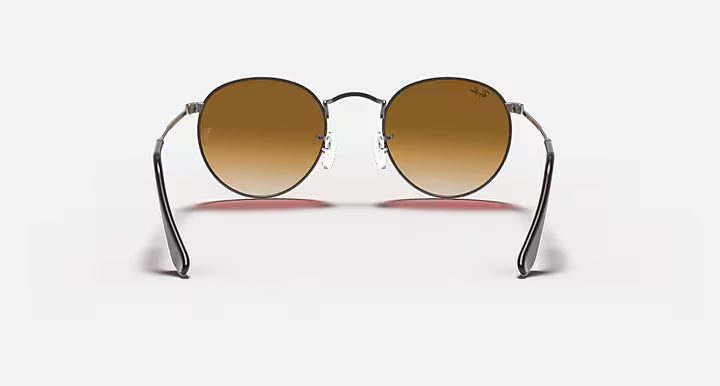 RAY-BAN ROUND FLAT LENSES Gunmetal & Light Brown Gradient Round Sunglasses For Men S