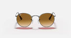 RAY-BAN ROUND FLAT LENSES Gunmetal & Light Brown Gradient Round Sunglasses For Men L