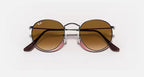 RAY-BAN ROUND FLAT LENSES Gunmetal & Light Brown Gradient Round Sunglasses For Men L