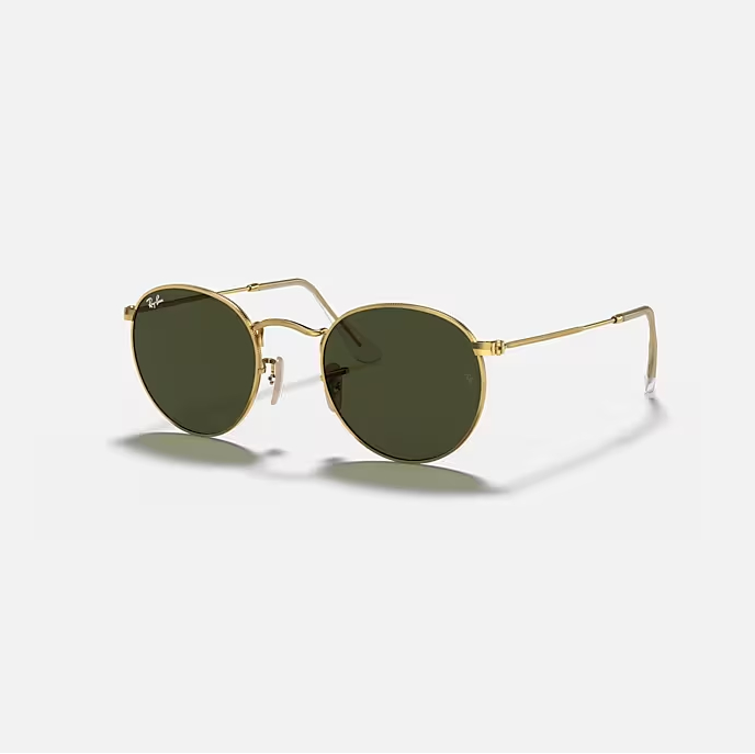 RAY-BAN ROUND METAL Arista Gold & G-15 Green Round Sunglasses For Men L