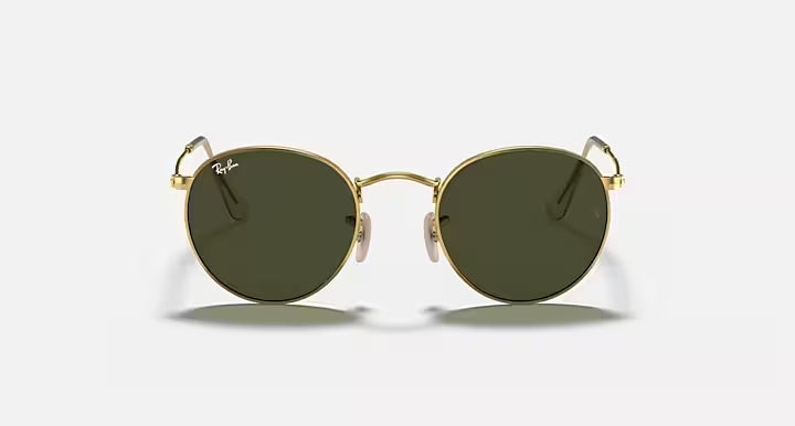 RAY-BAN ROUND METAL Arista Gold & G-15 Green Round Sunglasses For Men L