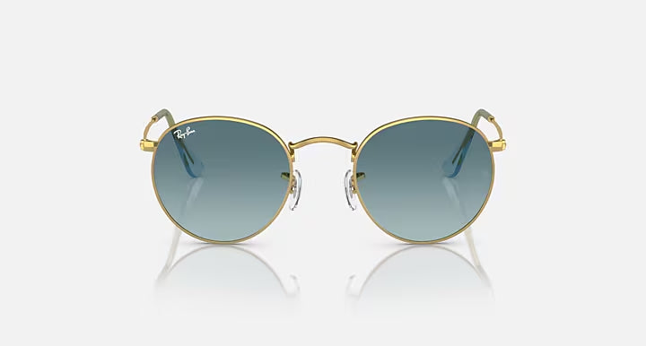 RAY-BAN ROUND METAL Gold & Blue Round Sunglasses For Unisex S
