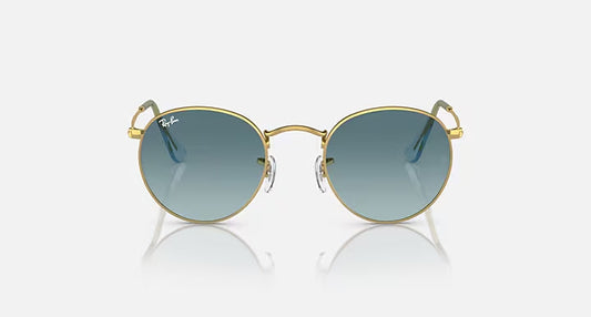 RAY-BAN ROUND METAL Gold & Blue Round Sunglasses For Unisex S