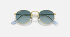 RAY-BAN ROUND METAL Gold & Blue Round Sunglasses For Unisex S