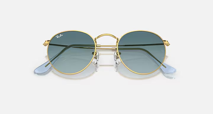 RAY-BAN ROUND METAL Gold & Blue Round Sunglasses For Unisex S