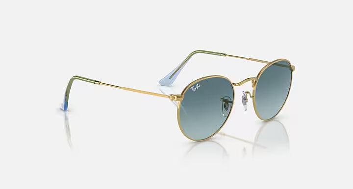 RAY-BAN ROUND METAL Gold & Blue Round Sunglasses For Unisex S