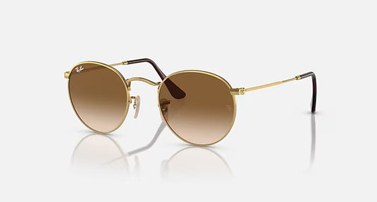 RAY-BAN ROUND METAL Gold & Brown Round Sunglasses For Unisex S