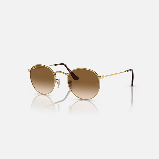 RAY-BAN ROUND METAL Gold & Brown Round Sunglasses For Unisex S