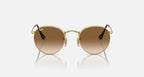 RAY-BAN ROUND METAL Gold & Brown Round Sunglasses For Unisex L