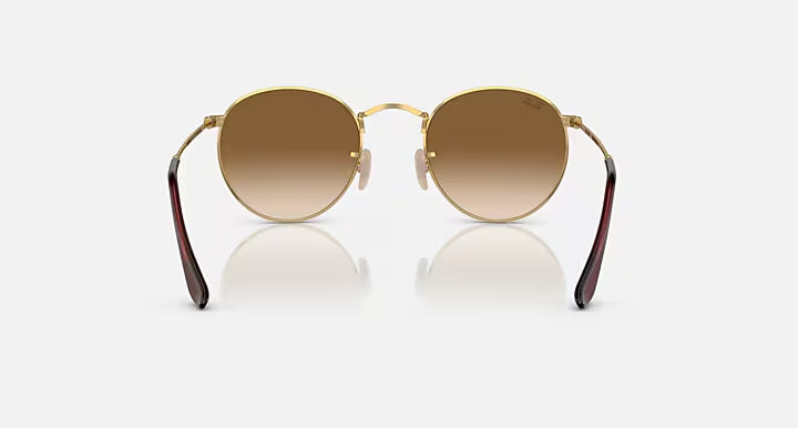 RAY-BAN ROUND METAL Gold & Brown Round Sunglasses For Unisex L