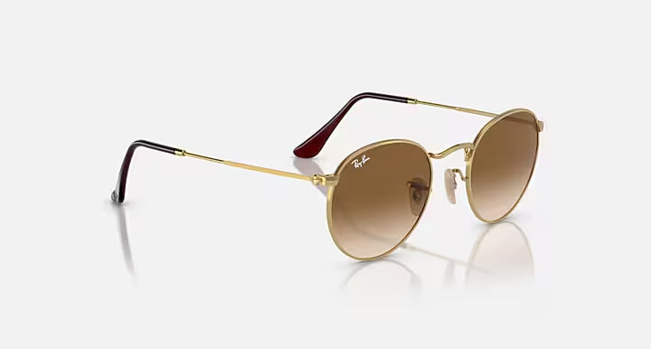 RAY-BAN ROUND METAL Gold & Brown Round Sunglasses For Unisex S