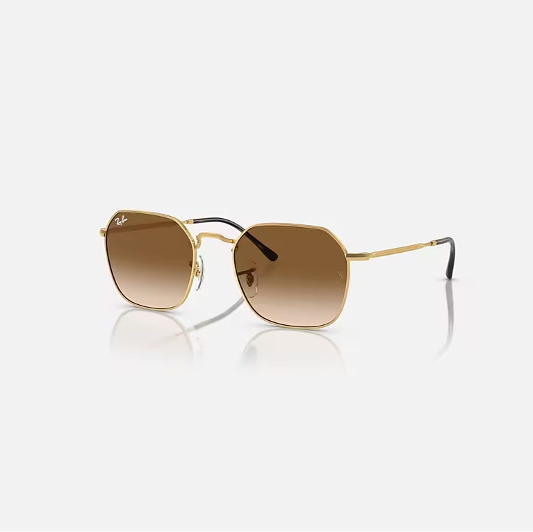 RAY-BAN JIM Arista Gold & Light Brown Irregular Sunglasses For Unisex L