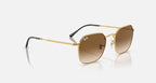 RAY-BAN JIM Arista Gold & Light Brown Irregular Sunglasses For Unisex XL