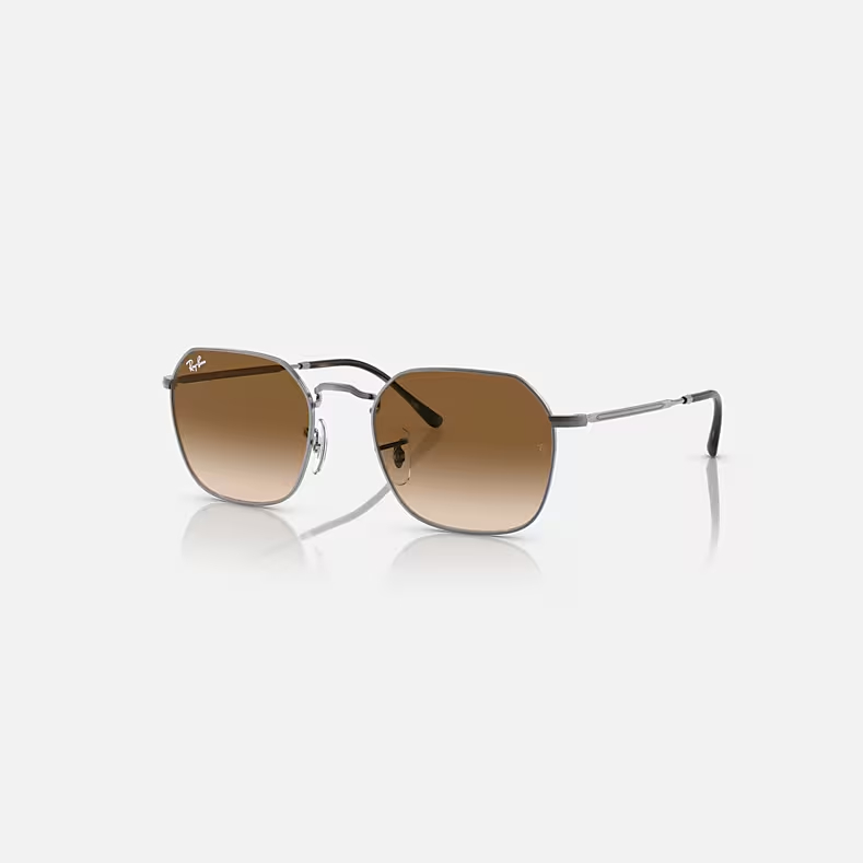 Ray-Ban JIM Gunmetal & Brown Irregular Sunglasses-Size 55