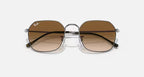 Ray-Ban JIM Gunmetal & Brown Irregular Sunglasses-Size 55