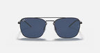 RAY-BAN RB3588 Rubber Black & Dark Blue Square Sunglasses For Men L