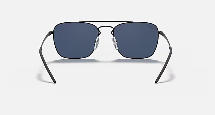 RAY-BAN RB3588 Rubber Black & Dark Blue Square Sunglasses For Men L