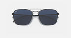 RAY-BAN RB3588 Rubber Black & Dark Blue Square Sunglasses For Men L