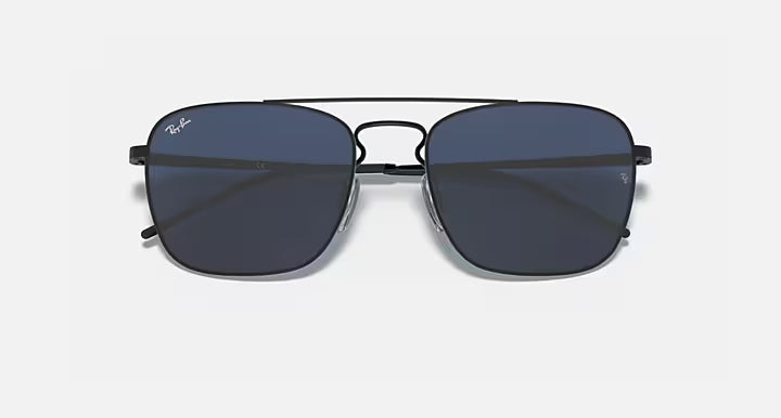 RAY-BAN RB3588 Rubber Black & Dark Blue Square Sunglasses For Men L