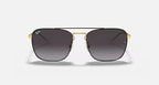 RAY-BAN RB3588 Black On Gold & Grey Square Sunglasses For Men L
