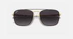 RAY-BAN RB3588 Black On Gold & Grey Square Sunglasses For Men L