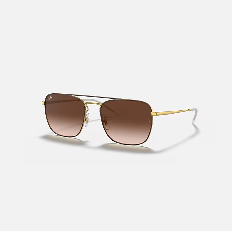RAY-BAN RB3588 Brown On Gold & Brown Gradient Square Sunglasses For Men L