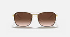 RAY-BAN RB3588 Brown On Gold & Brown Gradient Square Sunglasses For Men L