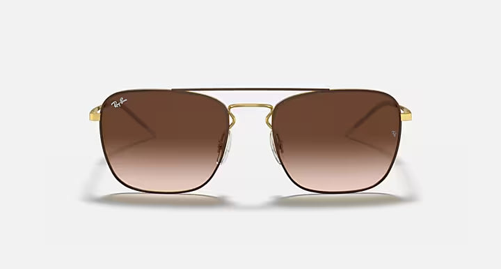 RAY-BAN RB3588 Brown On Gold & Brown Gradient Square Sunglasses For Men L