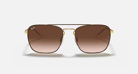 RAY-BAN RB3588 Brown On Gold & Brown Gradient Square Sunglasses For Men L