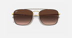 RAY-BAN RB3588 Brown On Gold & Brown Gradient Square Sunglasses For Men L