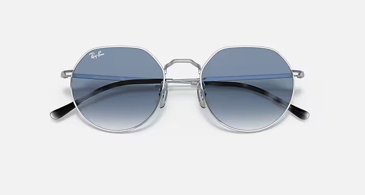 Ray-Ban JACK Silver & Blue Irregular Sunglasses Size 55