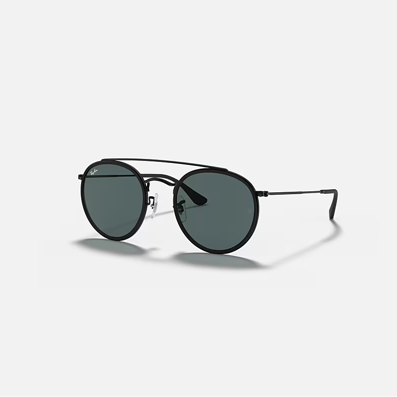 Ray-Ban Round double Bridge Black Sunglasses-Size 51
