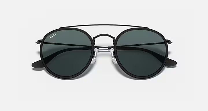Ray-Ban Round double Bridge Black Sunglasses-Size 51