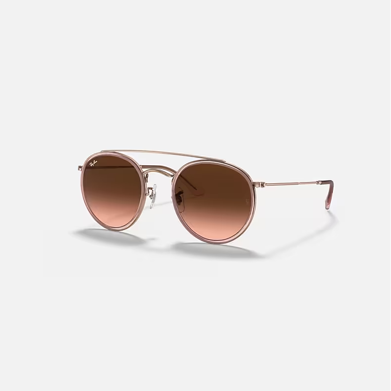 Ray-Ban Round Double Bridge Copper & Gradient Brown Sunglasses-Size 51