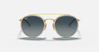 RAY-BAN R DOUBLE BRIDGE Gold & Blue Gradient Round Sunglasses For Unisex M
